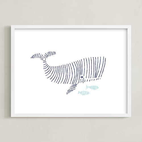 This is a ocean blue art with standard by Jayne Alfieri called lined animals ii