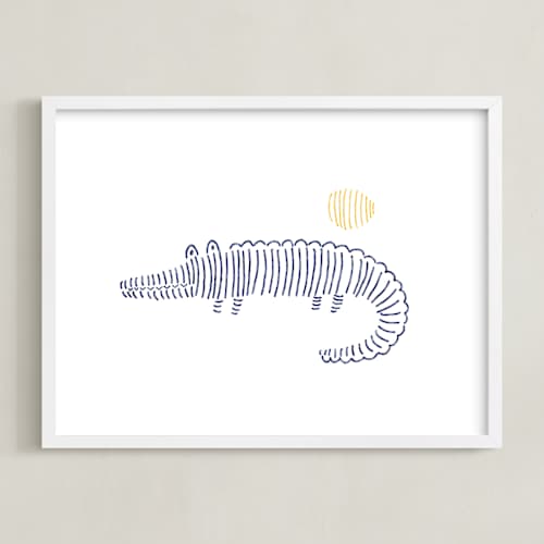 This is a ocean blue art with standard by Jayne Alfieri called lined animals iii