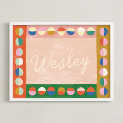 This is a blush nursery wall art with standard by Sierra Lee called wesley