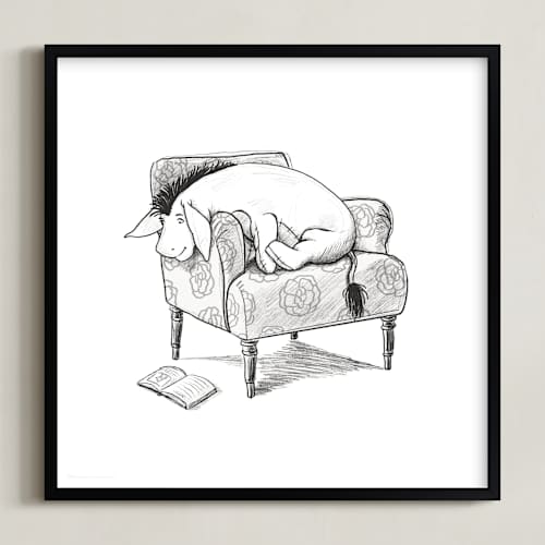This is a white disney art with standard by Stefanie Lane called eeyore lounging | winnie the pooh
