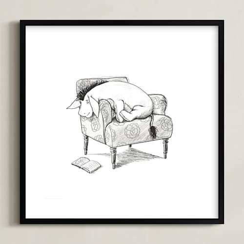 This is a white disney art with standard by Stefanie Lane called eeyore lounging | winnie the pooh