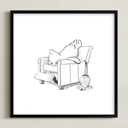 This is a white disney art with standard by Stefanie Lane called pooh lounging | winnie the pooh
