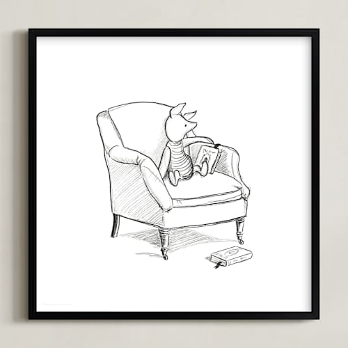 This is a white disney art with standard by Stefanie Lane called piglet lounging | winnie the pooh
