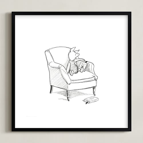 This is a white disney art with standard by Stefanie Lane called piglet lounging | winnie the pooh