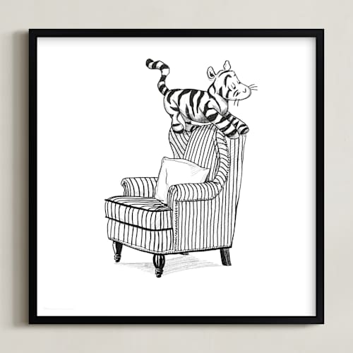 This is a white disney art with standard by Stefanie Lane called tigger lounging | winnie the pooh