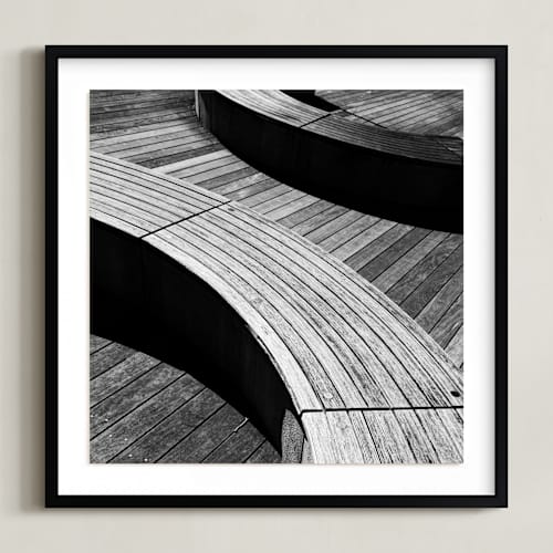 This is a tonal grey art with standard by Van Tsao called curve bench geometric iii