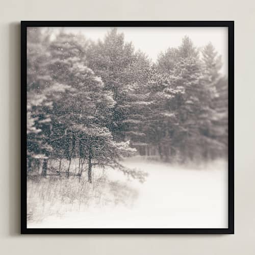 This is a warm taupe gray art with standard by Jacquelyn Sloane Siklos called play on a winters day 1