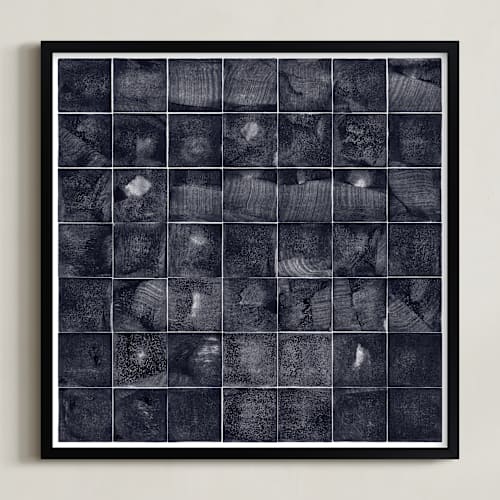 This is a black art with standard by Kathy Van Torne called relief print squares