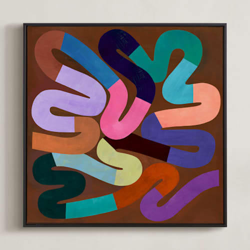 This is a burnt umber art with standard by melanie mikecz called maze i