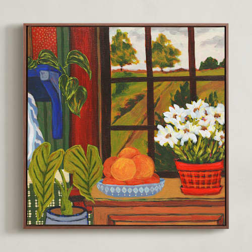 This is a green gold art with standard by Arrin Kartel called by the window