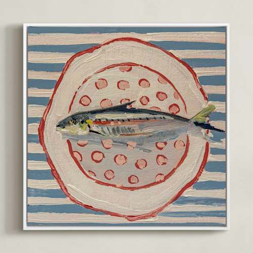 This is a french blue art with standard by Lisa Grizaniuk called fish trio 1