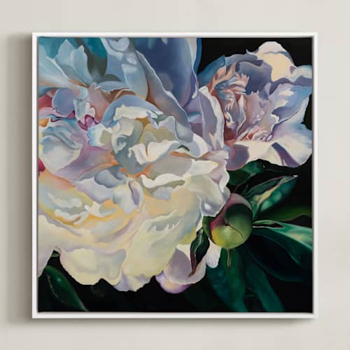 This is a lavender art with standard by Mandy Trimble Leonard called peony at spring sunset