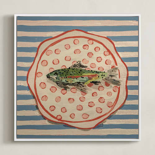 This is a french blue art with standard by Lisa Grizaniuk called fish trio 3