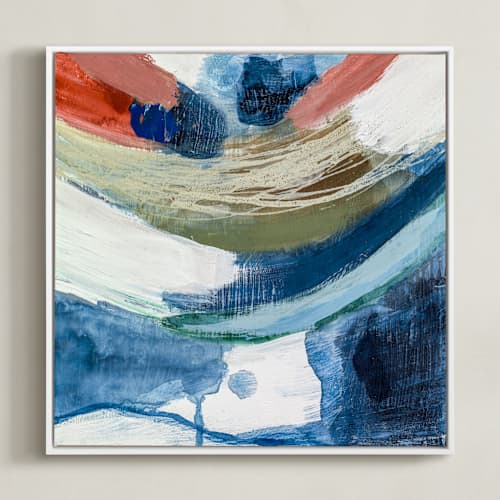 This is a indigo + orange art with standard by Mary Gaspar called yin & yang i