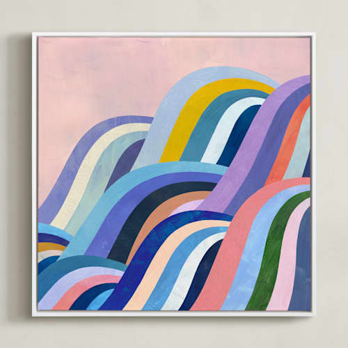 This is a powder pink art with standard by melanie mikecz called cascades