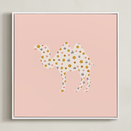 This is a bubblegum kids wall art with standard by Ellen Schlegelmilch called happy camel