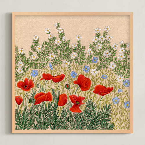 This is a poppy red art with standard by Janie Allen called late spring morning 2