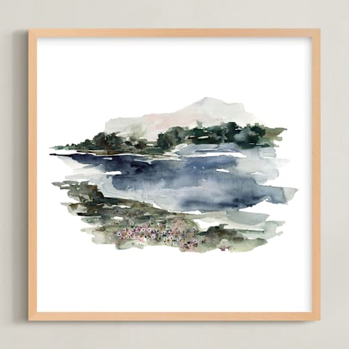 This is a navy and dusty blue with forest and sage green art with standard by Kate Nelson called mountain view