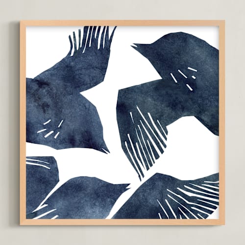 This is a indigo blue art with standard by Mia Posada called indigo flight