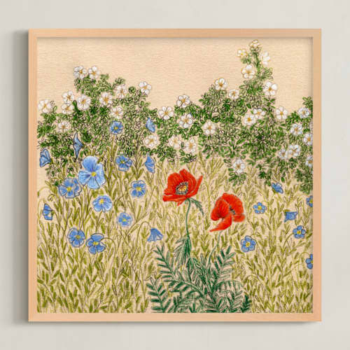 This is a poppy red art with standard by Janie Allen called late spring morning 1