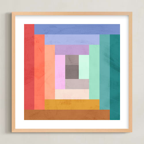 This is a brights kids wall art with standard by Field and Sky called modern quilt geometric