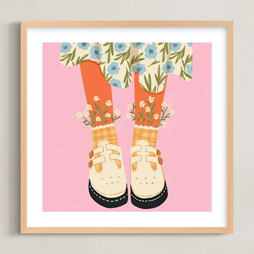 This is a pink daisy kids wall art with standard by Janna Sue Design called daisy feet