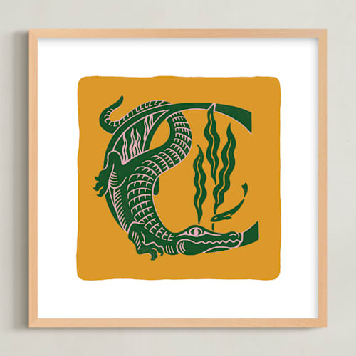 This is a gold kids wall art with standard by Lia Geeter called animal alphabet 3