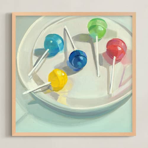 This is a cobalt blue kids wall art with standard by Jenny Westenhofer called lollipops