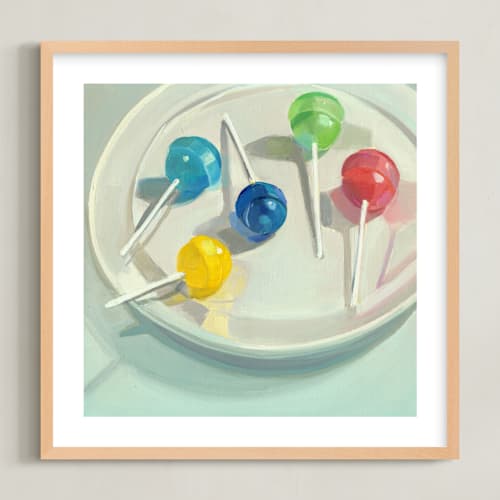 This is a cobalt blue kids wall art with standard by Jenny Westenhofer called lollipops