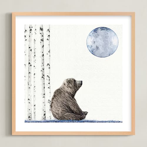 This is a white kids wall art with standard by Maja Cunningham called once upon a blue moon