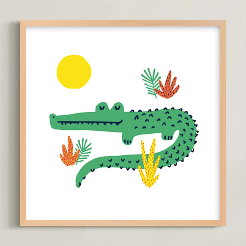 This is a alligator green kids wall art with standard by Oscar and Emma - Karly Depew called basking in the sun