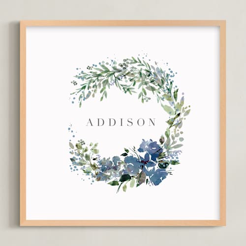 This is a midnight nursery wall art with standard by Lori Wemple called botanical name wreath