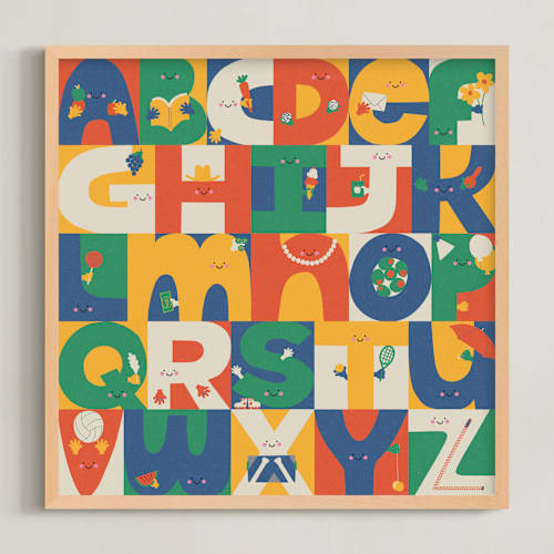 This is a picnic nursery wall art with standard by Ampersand Design Studio called alphabet characters