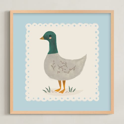 This is a baby blue nursery wall art with standard by Karidy Walker called country collection 3