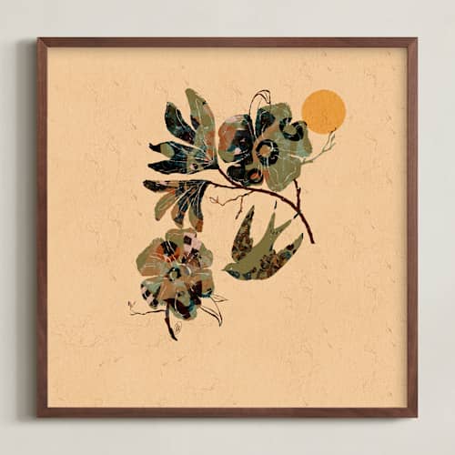 This is a warm sage green art with standard by ThirtyOne Illustrations called sparrows 1