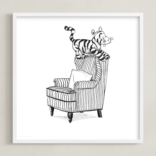 This is a white disney art with standard by Stefanie Lane called tigger lounging | winnie the pooh