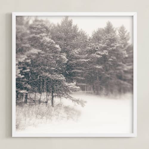 This is a warm taupe gray art with standard by Jacquelyn Sloane Siklos called play on a winters day 1