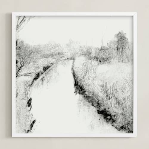 This is a black and white art with standard by Austin Warnock called the river runs through