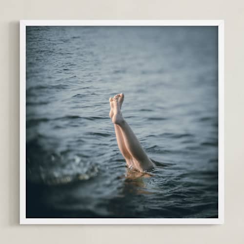 This is a steel blue art with standard by Jacquelyn Sloane Siklos called just off the dock i