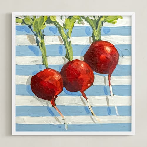 This is a french blue art with standard by Lisa Grizaniuk called carrots and radish 1