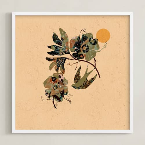 This is a warm sage green art with standard by ThirtyOne Illustrations called sparrows 1