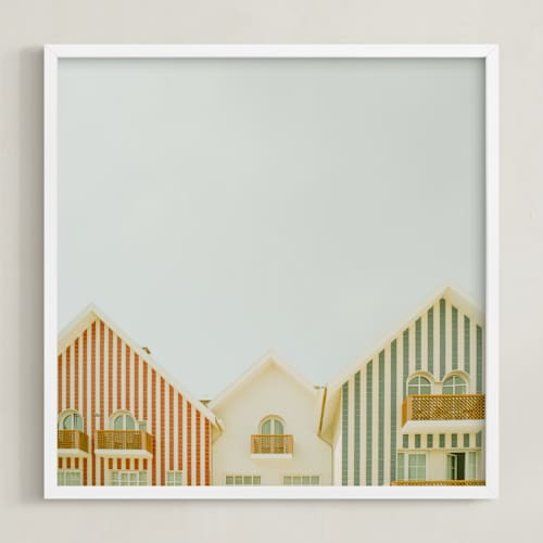 This is a gray blue art with standard by Lena Erysheva called striped houses