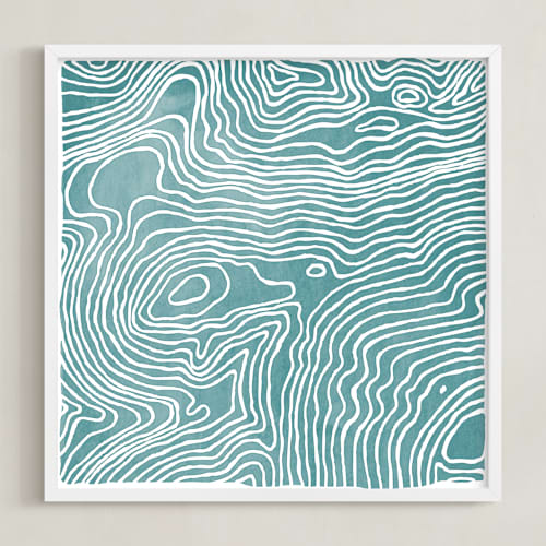 This is a ocean blue art with standard by Ria Sharon called be. here. now.