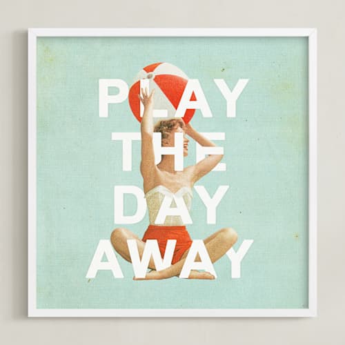 This is a antique teal art with standard by Heather Landis called play the day away