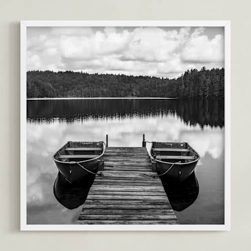 This is a white art with standard by Keely Norton Owendoff called row boats