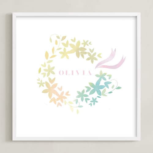 This is a blush personalized art for kids with standard by Lori Wemple called floral crown
