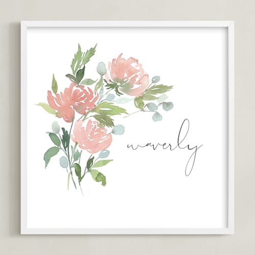 This is a charcoal personalized art for kids with standard by Stacey Meacham called watercolor blooms