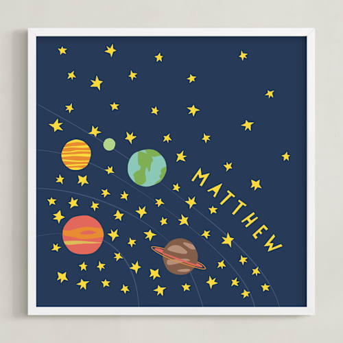 This is a classic solar personalized art for kids with standard by Betsy Siber called space case