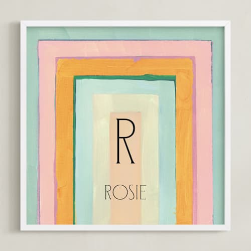 This is a mint personalized art for kids with standard by Lindsay Megahed called rainbow twist - custom