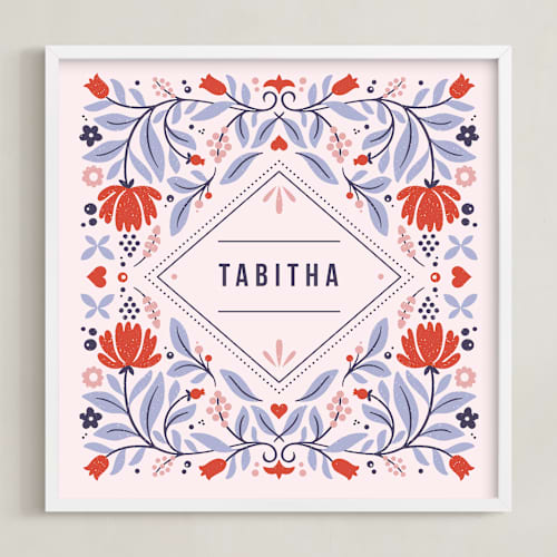 This is a rose personalized art for kids with standard by Kristen Smith called framed in florals